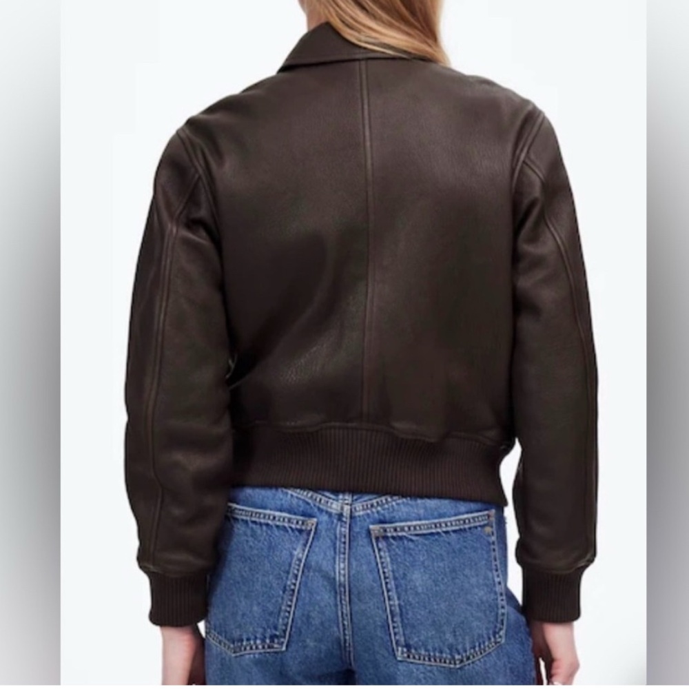 Madewell Relaxed Leather Bomber Jacket in Carob - Picture 4 of 4